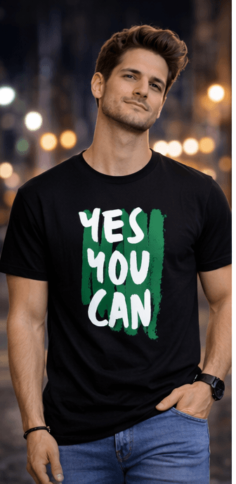 Preview of Yes you Can theme Black Tee
