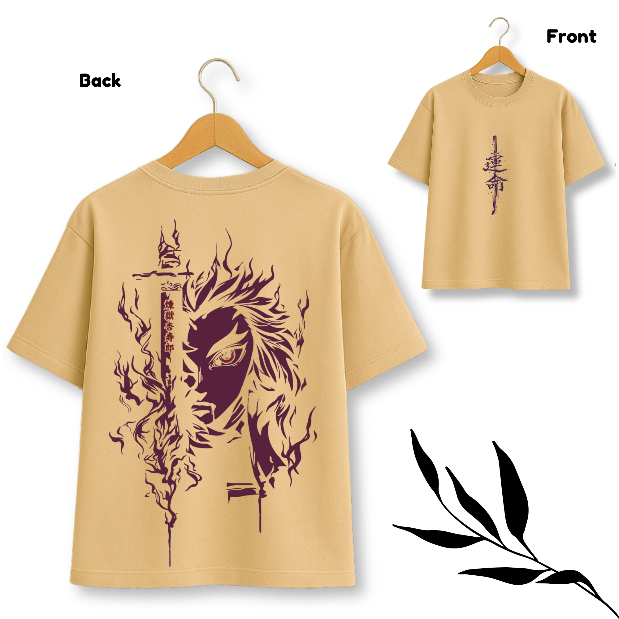 Rengoku Demon Slayer Beige oversize Tshirt