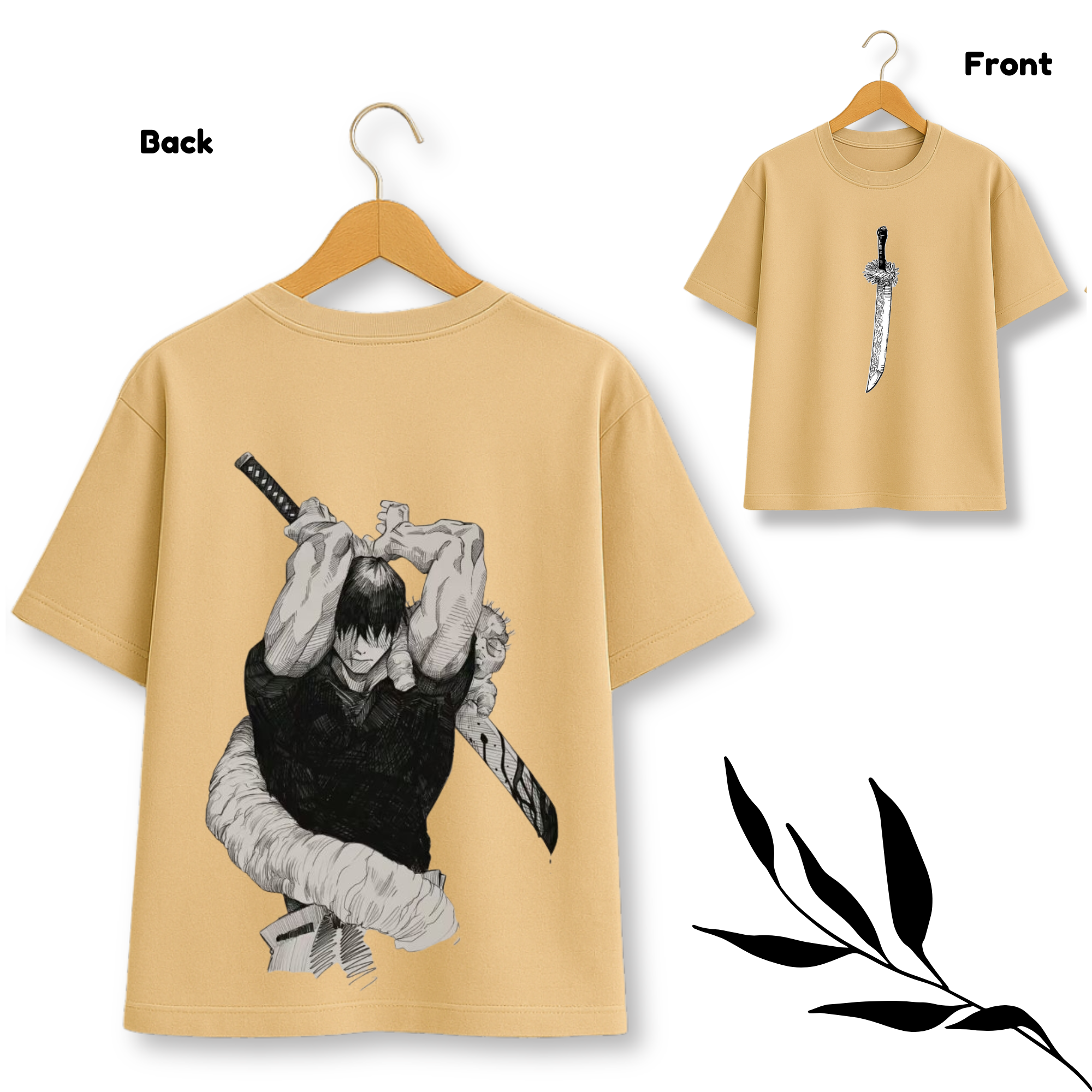 Toji Katana Theme Beige Oversize T-shirt