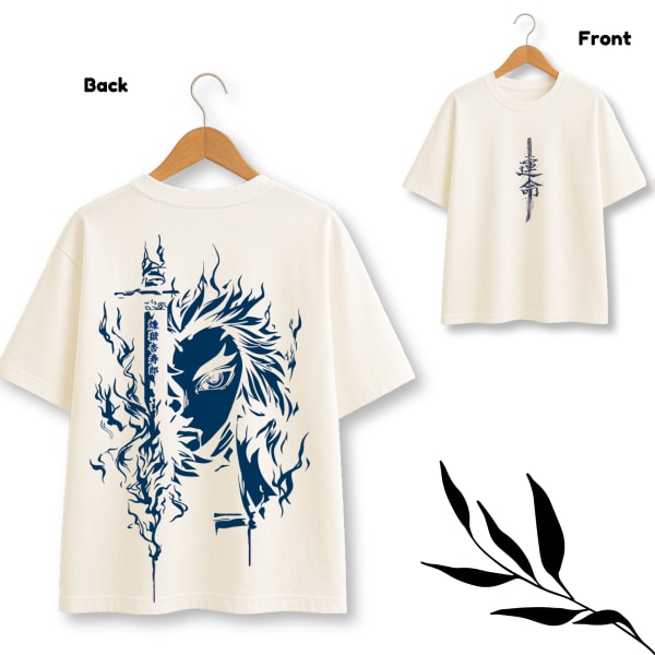 Rengoku Demon Slayer White oversize Tshirt