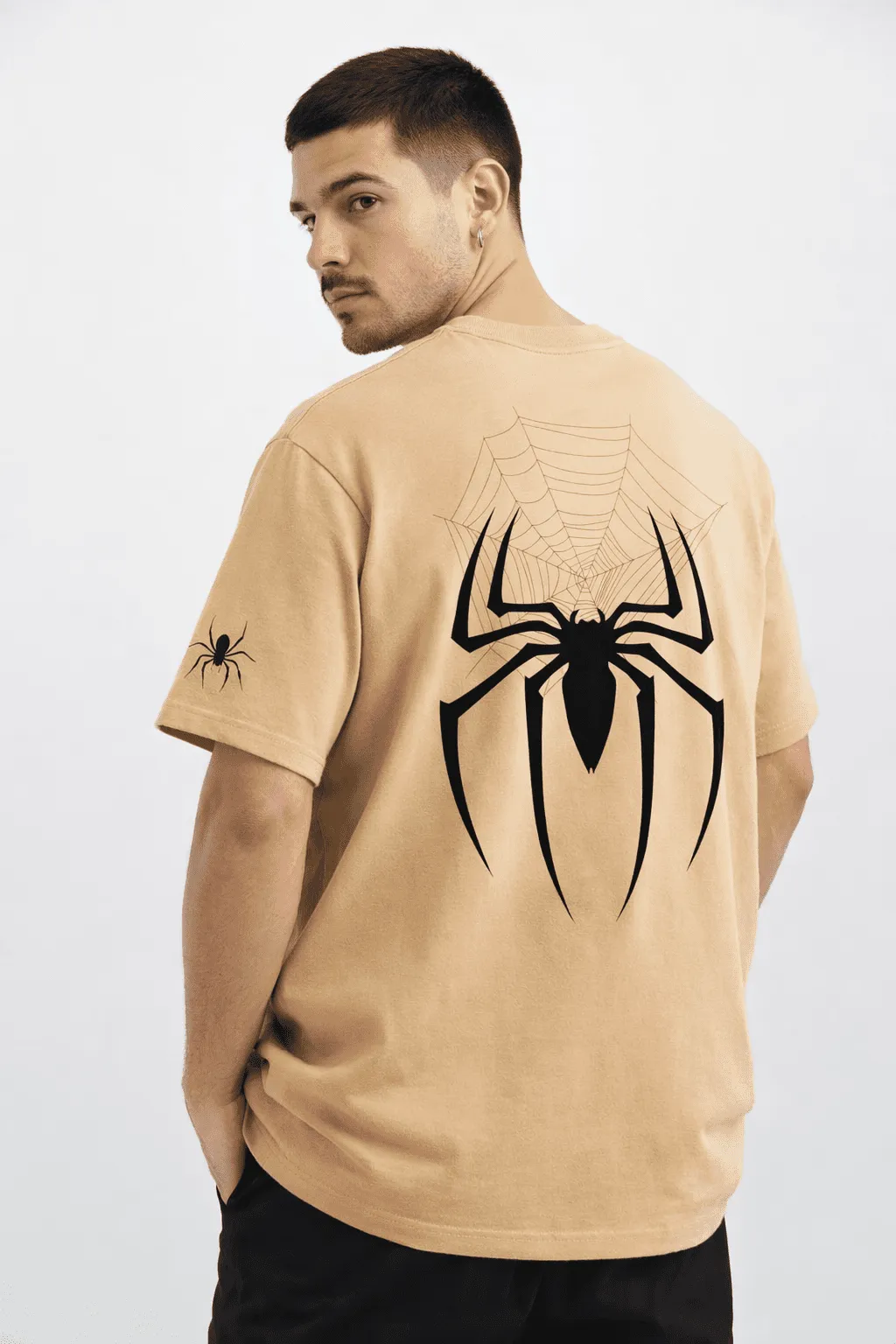Spider Theme Beige T-Shirt